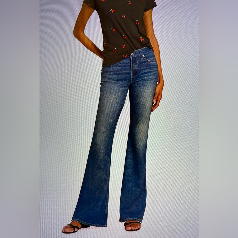 Current/Elliott Women's Blue High Rise Flare Jeans. Tall.